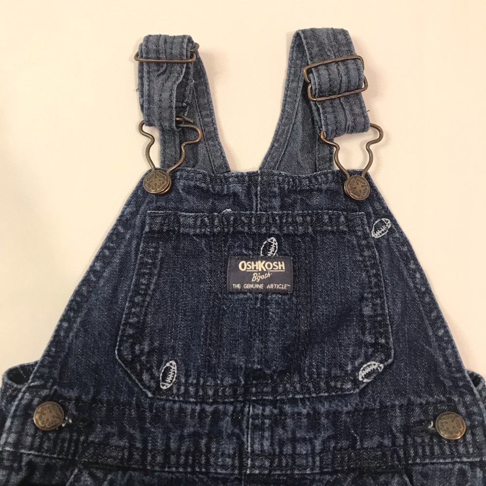 OshKosh B’Gosh Genuine Article Kids Football Denim Overalls Size 18M
